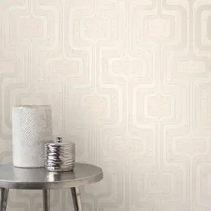 Fine Decor Quartz Retro Metallic Gold Cream Glitter Textured Vinyl Wallpaper