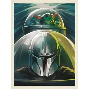 Star Wars: The Mandalorian N-1 Starfighter Framed Canvas Print Silver/Green (80cm x 60cm)