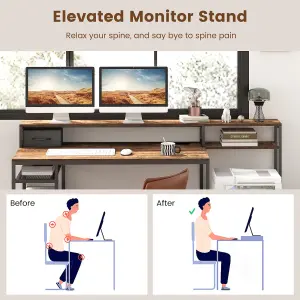 Costway 170CM Computer Desk Monitor Stand Writing Table W/ Power Outlets