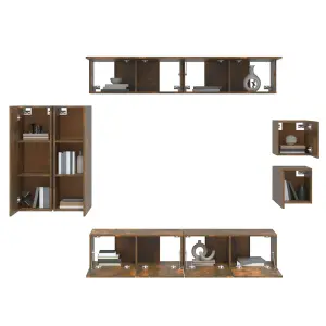 Berkfield 8 Piece TV Cabinet Set Smoked Oak Engineered Wood