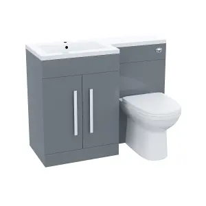 Nes Home Aric 1100mm Left Hand Grey Basin Combination Vanity Unit - Melbourne Back To Wall Toilet