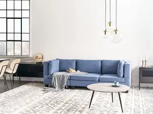 3-Seater Modular Fabric Sofa Blue UNSTAD