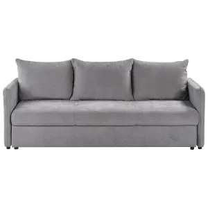 Beliani Traditional Sofa Bed HOLSEN Grey Fabric