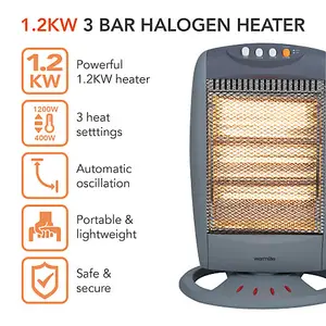 Warmlite WL42005 1200w Grey Halogen Heater