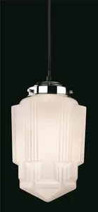 Luminosa Art 1 Light Ceiling Pendant Chrome, Opal White Glass, E27