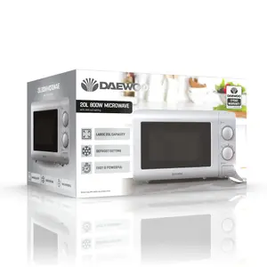 Daewoo Microwave 800W 20 Litre With Defrost Energy Efficient Cooking Silver