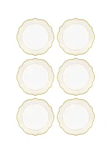 Rozi Jaswely Collection Porcelain Side Plates, Set of 6 - Cream