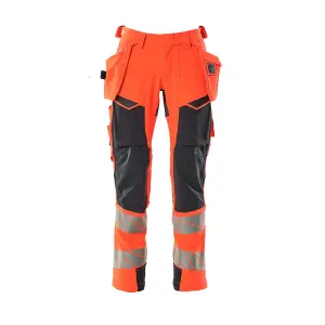 Mascot Accelerate Safe Trousers with Holster Pockets - Hi-Vis Red/Dark Navy   (42.5) (Leg Length - Regular)