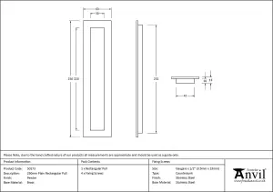 From The Anvil Pewter 250mm Plain Rectangular Pull