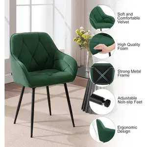 Bharmal Velvet Armchair (Set of 2) Dark Green