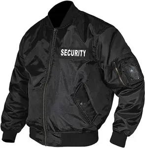 RAC3 Security Bomber Jacket for Men - Durable Black Nylon with "SECURITY" Print, Available in Sizes S to 4XL (XXL)