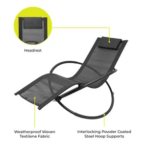 GardenKraft Rocking Moon Sun Lounger - Black Colour