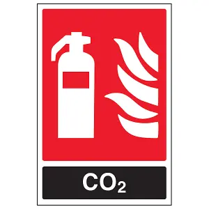 CO2 Fire Extinguisher Safety Sign - Rigid Plastic - 200x300mm (x3)