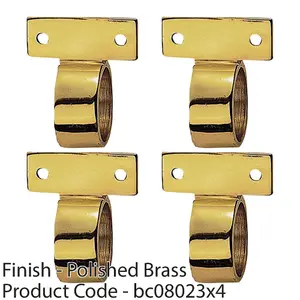 4 PACK - Vertical Fixed Ring Sash Window Lift Handle 44 x 12mm 25mm Dia Polished Brass