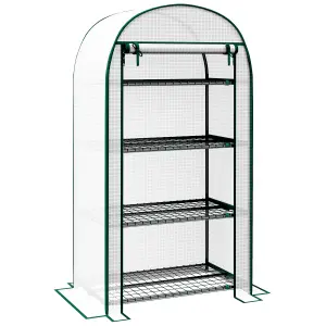 Outsunny 80 x 49 x 160cm Mini Greenhouse Portable Green House with Shelf White