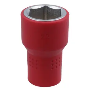 22mm 1/2in drive VDE Insulated Shallow Metric Socket 6 Sided Single Hex 1000 V