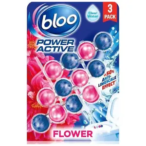 Bloo Power Active Toilet Rim Block Fresh Flower 150g x 3