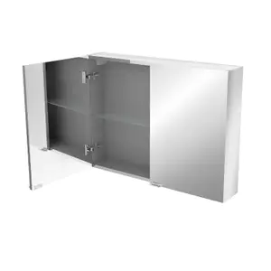 Imandra Compact Matt Mirror effect Double Bathroom Cabinet Mirrored (H)600mm (W)800mm