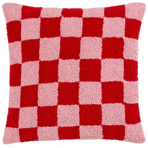 Heya Home Check Knitted Feather Rich Cushion