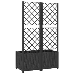 Berkfield Garden Planter with Trellis Black 80x40x136 cm PP