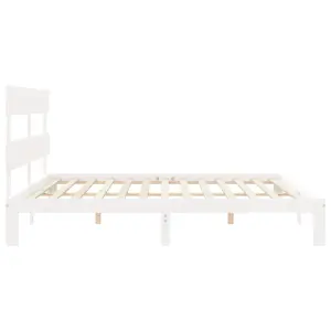 Berkfield Bed Frame with Headboard White 200x200 cm Solid Wood