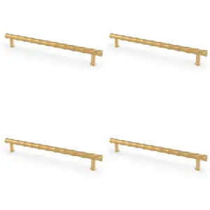 4 PACK - Bamboo T Bar Pull Handle - Satin Brass 224mm Centres SOLID BRASS Drawer Door