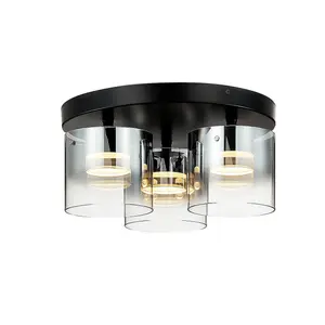 Luminosa Contemporary LED Shade Cluster Ceiling 5 Light Black, Glass 3000K