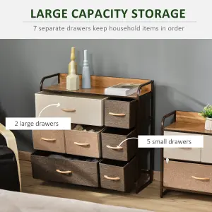 HOMCOM 7-Drawer Dresser, Fabric Chest of Drawers, Storage Organizer Steel Frame