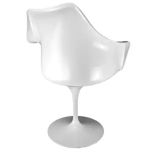 White Tulip Armchair with Luxurious Purple Cushion