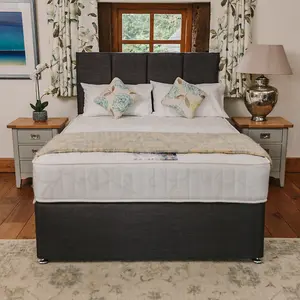 Super Paris Orthopaedic Backcare Sprung Divan Bed Set 6FT Super King 2 Drawers Side - Naples Slate