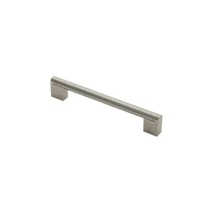 4x Round Bar Pull Handle 200 x 14mm 160mm Fixing Centres Satin Nickel & Steel