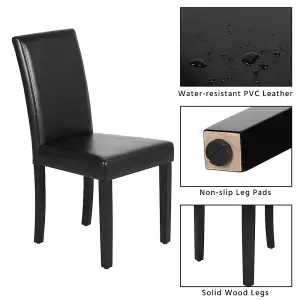 Yaheetech 4PCS Black Dining Chair High Back Padded with Rubber Wood Legs