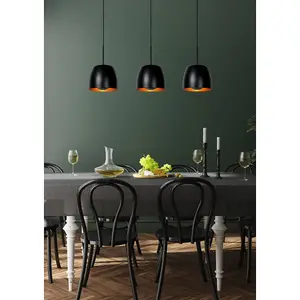 Lucide Nolan Classic Bar Pendant Light - 3xE27 - Black