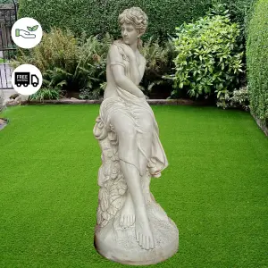 Classic White Stone Flower Lady Garden Ornament