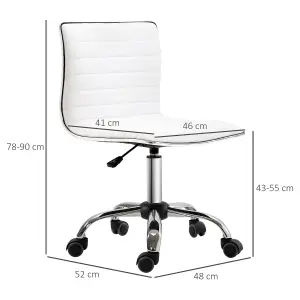 HOMCOM Armless Mid-Back Adjustable Office Chair with 360 Swivel White