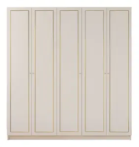 MARIE XL 5 Door Gold White Wardrobe