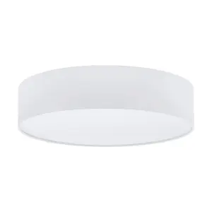 Flush Ceiling Light Colour White Round White Fabric Shade Bulb E27 3x60W