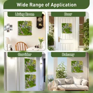 COSTWAY 2 Pack Square Artificial Foliage Wall 50 x 50 cm Faux Plant Wall Decoration