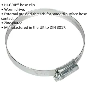 10 PACK Zinc Plated Hose Clip - 80 to 100mm Diameter - External Pressed Threads