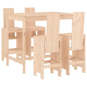 Autiana Brayden Studio Bar Set with Wood Frame and Solid Wood Outer Material Brown