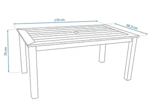 Winawood Wood Effect Rectangular Dining Table - L170cm x D98.3cm x H76cm - New Teak