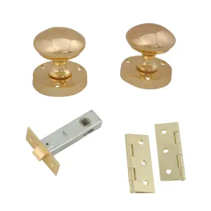 Brass effect Zamac Round Internal Door knob (Dia)54mm