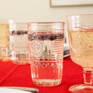 Romantic H Romantic Romantic Highball Glasses (Set of 4) Pink / 340