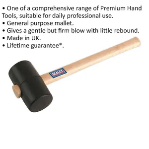 1.25lb Black Rubber Mallet with Wooden Handle - Versatile Hammer for All Your Projects