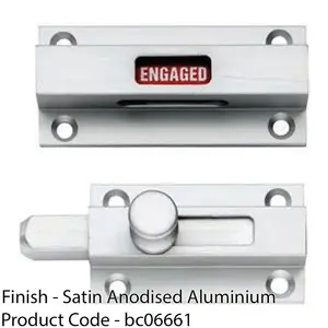 Aluminium Toilet Sliding Lock Bolt & Occupancy Indicator - Bathroom WC Door