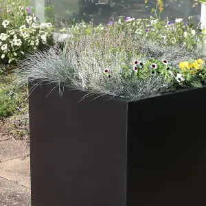 60cm Zinc Galvanised Matte Black Square Planter