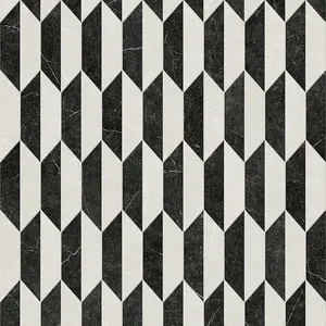 Black-White Designer Effect Anti-Slip Vinyl Flooring Sheet For Kitchen Bathroom Dining Room 2.5mm Thick-2m(6'6") X 4m(13'1")-8m²