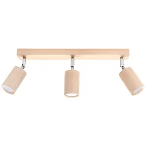 Berg Wood Natural 3 Light Classic Ceiling Light