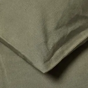 Homescapes Khaki Green European Linen Pillowcase, 80 x 80 cm