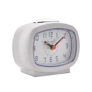 Analogue Quartz Movement / Crystal Alarm Tabletop Clock in White